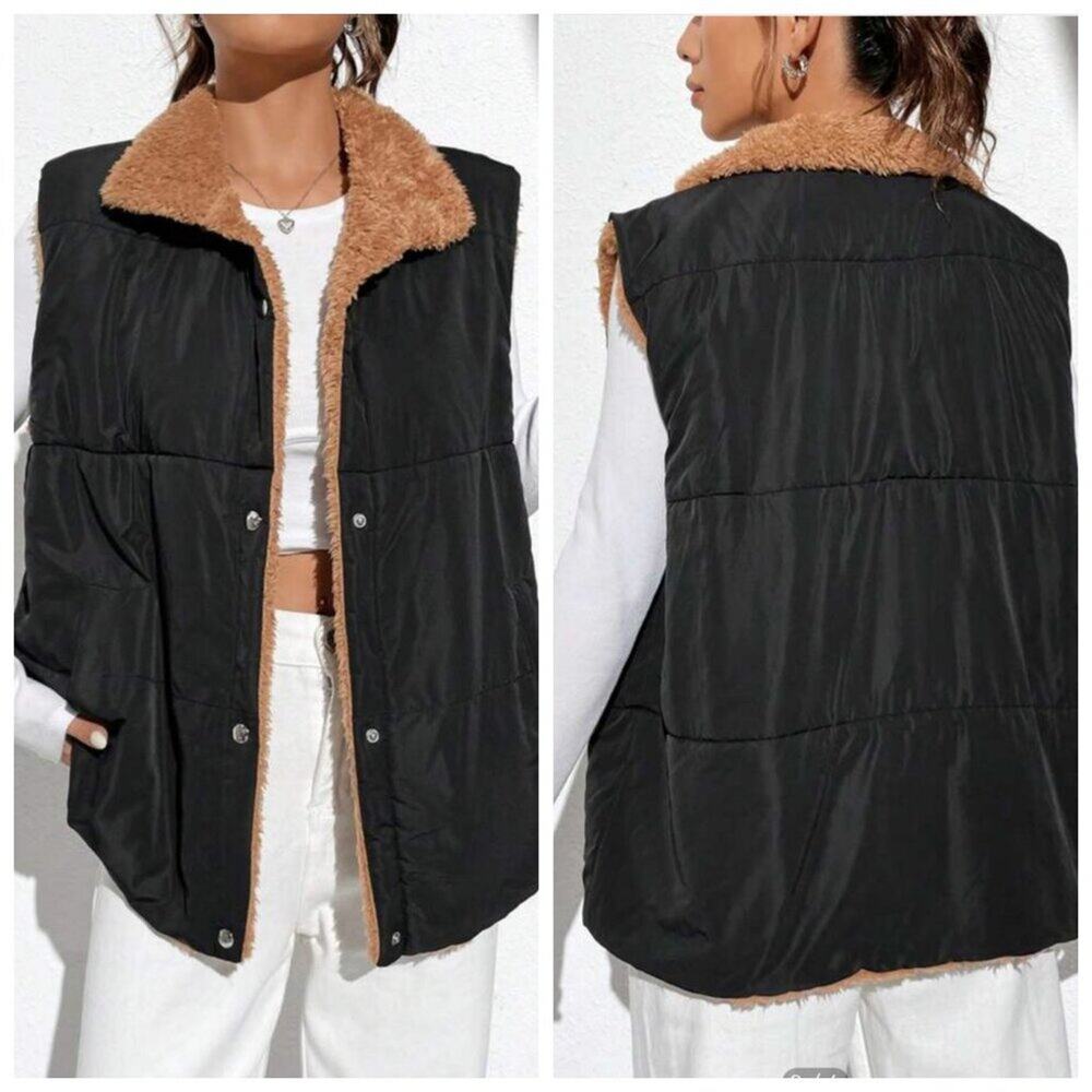 Plush-Lined Snap-Button Padded Vest